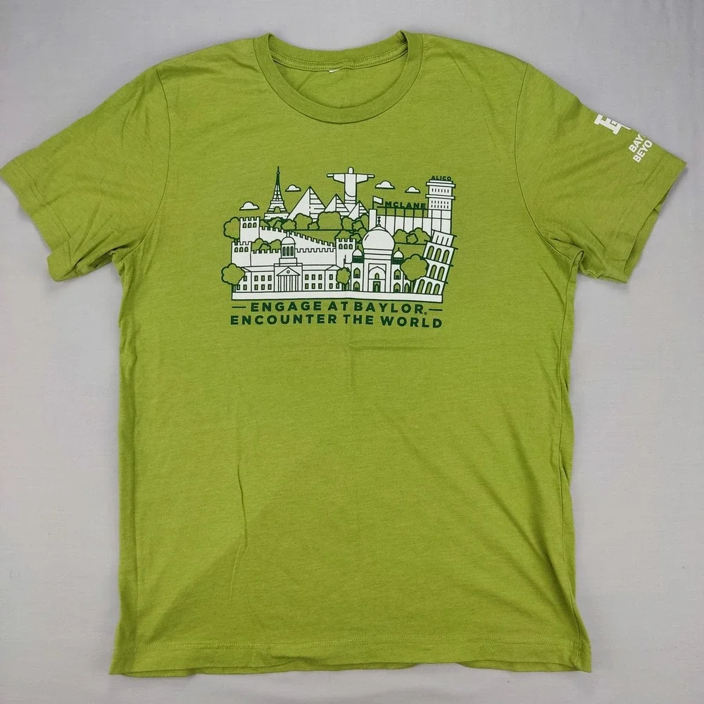 Baylor T-Shirt‎ Unisex Large Green Engage At Baylor Encounter The World Graphic